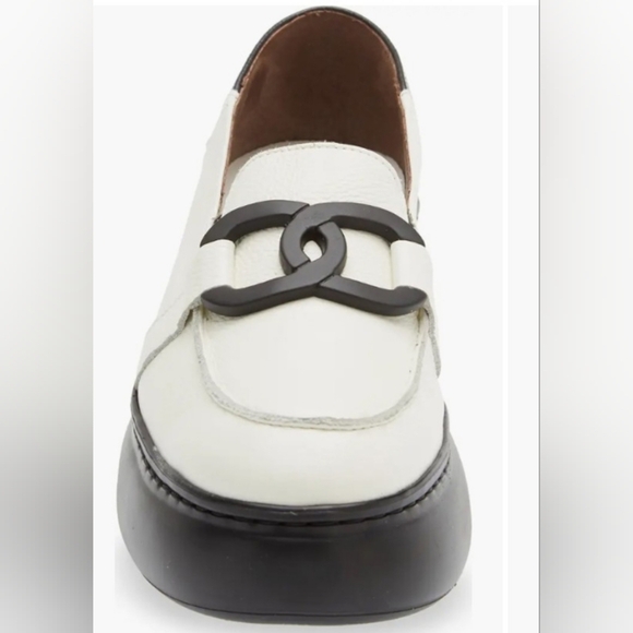 New Wonders Black/White Leather Loafers Size 71/2 / 38 - Picture 3 of 15